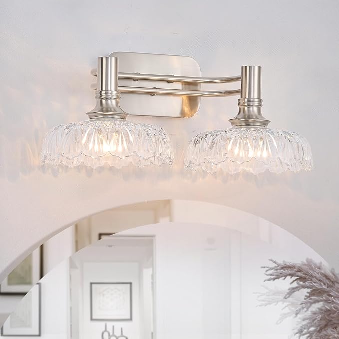 Brushed Nickel Bathroom Vanity Light Fixtures Modern 2-Light Vanity Lights Bathroom Lighting Vintage Wall Sconces for Pictures Mirror Hallway Bedroom