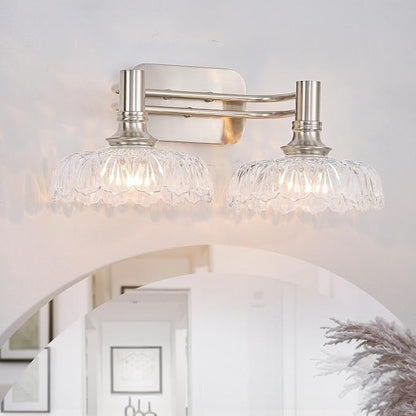 Brushed Nickel Bathroom Vanity Light Fixtures Modern 2-Light Vanity Lights Bathroom Lighting Vintage Wall Sconces for Pictures Mirror Hallway Bedroom