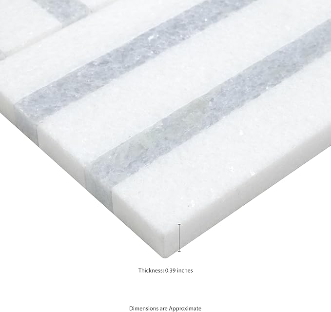 MSI Azula Linea 8 in. x 13 in. Polished Marble Mosaic Floor and Wall Tile for Bathroom, Kitchen Backsplash, Accent Wall Tile, and Shower Wall Tile