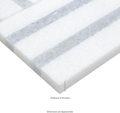 MSI Azula Linea 8 in. x 13 in. Polished Marble Mosaic Floor and Wall Tile for Bathroom, Kitchen Backsplash, Accent Wall Tile, and Shower Wall Tile