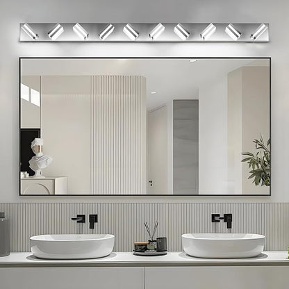 IZORRO LED Modern Bathroom Lights Fixtures(10-Light,Dimmable),Chrome Acrylic Wall Lighting,Vanity Lights for Bathroom Over Mirror - 6000k 40In （No Assembly Required）