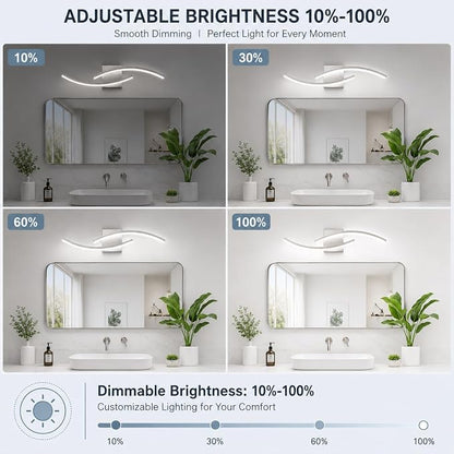 23.62 inch Modern Bathroom Vanity Light Brushed Nickel Lights Fixtures 5500K Led Bathroom Light Fixture Over Mirror Modern Wall lamp for Cabinet Hallway,2 Packs