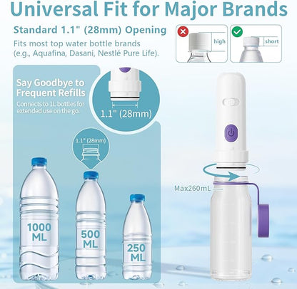 Portable Bidet for Travel with 260ML Bottle, Rechargeable Electric Bidet Bottle for Women Men Baby Cleaning, Waterproof High Pressure Sprayer for Personal Hygiene (White & Purple)