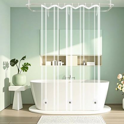 Seenus Clear Stall Shower Curtain Liner with 3 Large Magnets, 54 x 72 Inch Bpa-Free PEVA 8G Plastic Shower Liner Weighted, Waterproof Transparent Bathroom Shower Curtain Inner Liner