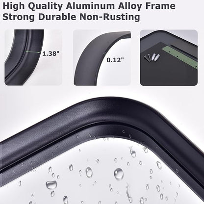 Easly 30"x40" Black Bathroom Mirror - Modern Mirror for Wall with Rounded Corners. Bathroom Mirrors for Vanity, Aluminum Alloy Framed Mirror Portrait or Landscape Hang, Rectangle Mirrors