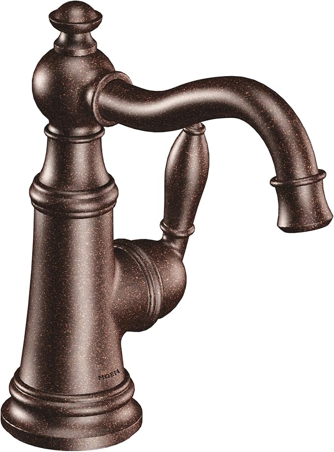 Moen S42107ORB Weymouth One-Handle Single Hole Traditional Bathroom Sink Faucet with Drain Assembly, Oil Rubbed Bronze