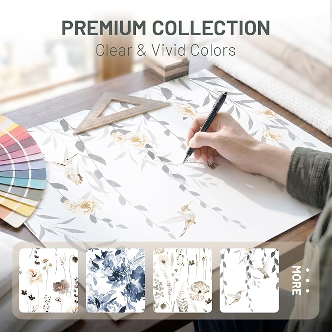No Hook Floral Shower Curtain with Liner, Grey, 71x74 | Snap in Liner, 3 in 1, Water Repellent, Easy Install, Machine Washable, Hotel Style for Bathroom, Watercolor Pattern