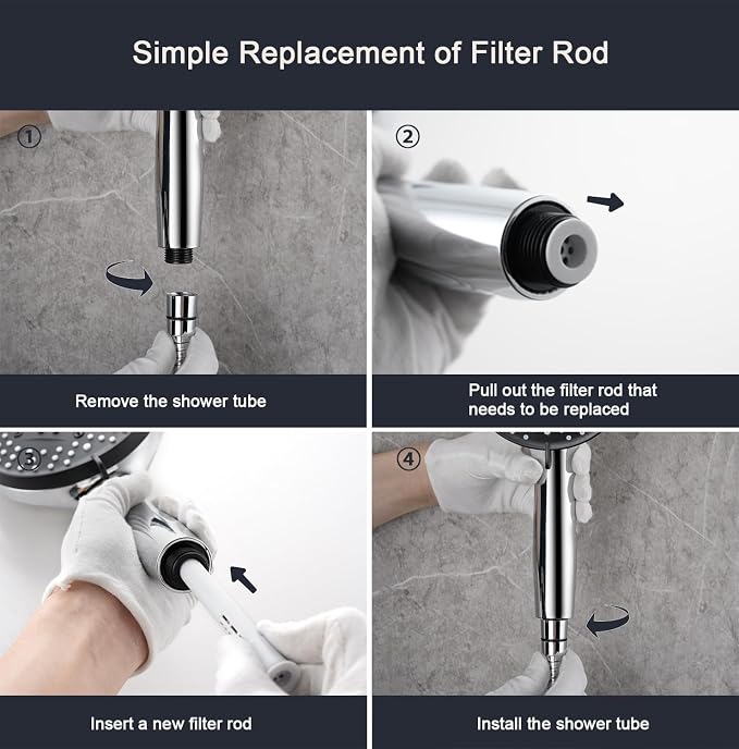 Filtered Magnetic Shower Head with Handheld Chrome | High Pressure 9Setting Handheld Shower Head,Magnetic Bracket,59 Inches Stainless Steel Shower Hose,Filter Element