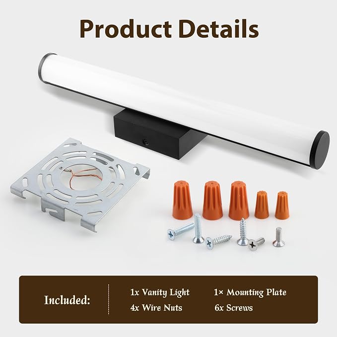 Bathroom Vanity Light 22IN 5CCT Dimmable Black Wall Light Over Mirror Bar