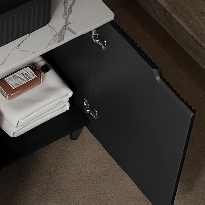 30" Bathroom Vanity with Sink, Modern Bathroom Storage Cabinet with White Rectangular Ceramic Basin and Sintered Stone Countertop, Soft Closing, Freestanding Bathroom Vanities, Black