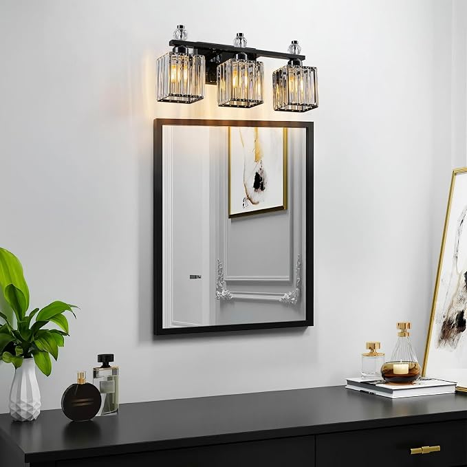 Black Bathroom Vanity Lights Crystal Vanity Light Bathroom Lighting Fixtures 3 Light Modern Vanity Lighting Fixtures