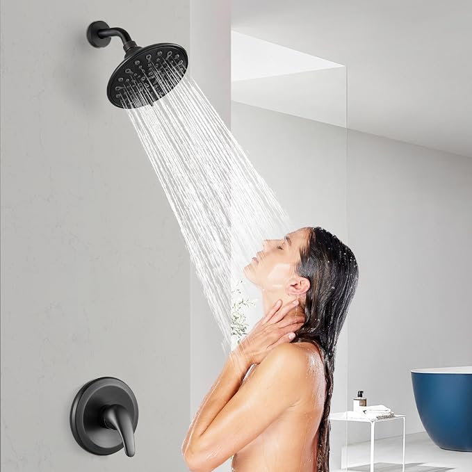 gotonovo Shower Faucet Set with Valve 6 Mode Rain Head Oil Rubbed Bronze | Bathroom Shower Head and Handle Set Complete Combo,6 Mode Multi 6’’ ABS Rainfall Showerhead,Brass Valve Trim Kit,Wall Mount