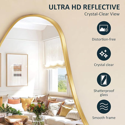 Irregular Full Length Mirror, 26"x46" Full Body Mirror with Metal Frame, Asymmetrical Mirrors for Entryway Bathroom Living Room Bedroom, Horizontal or Vertical Hanging