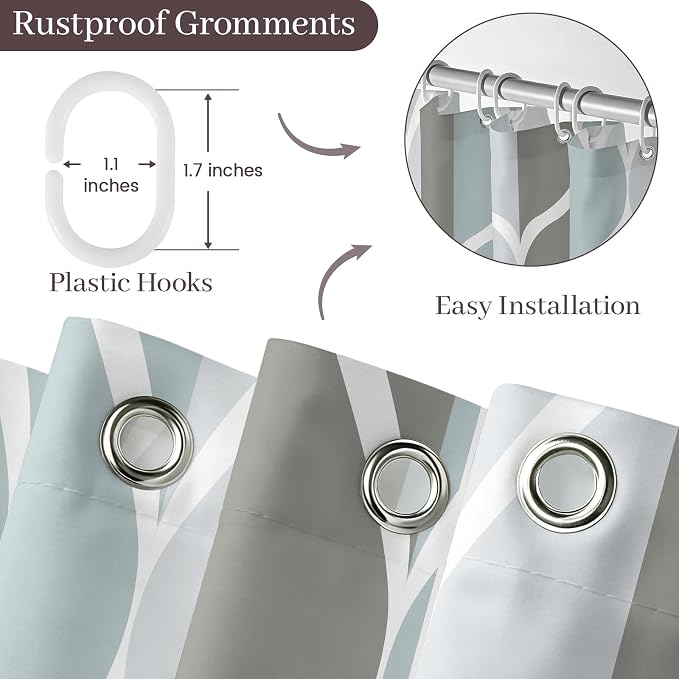 Gelbchu Grey Blend Geometric Shower Curtain for Bathroom, 72x72 Inch | with Hooks, Premium Polyester, Quick Dry, Water Repellent, Machine Washable, Rustproof Grommets, Modern Minimalist