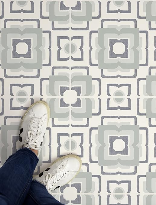 FloorPops 12-in by 12-in Teal Posey Vinyl Peel & Stick Floor Tiles (10 Tiles), (10 sq.ft./Carton) (Pack of 6)