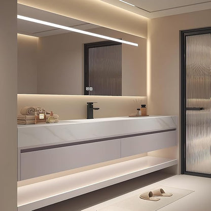 40" Bathroom Vanity with Sink, Single Sink Bathroom Vanity with Smart LED Defog Mirror, Ceramic Sink, Wall Mounted Floating, Soft Closing, Fully Pre-Assembled, Ample Storage, Mirror Set