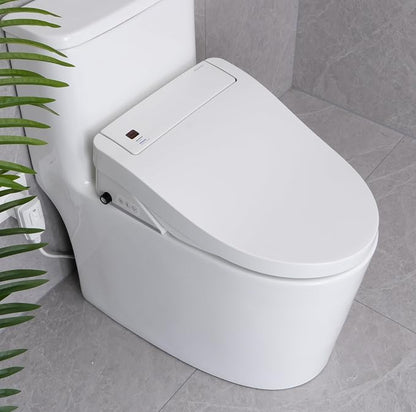 Bidet Seat with Warm Water and Dryer - Electrically Heated Elongated Toilet Seat with Adjustable Temperature, Gentle Closing, and Night Light