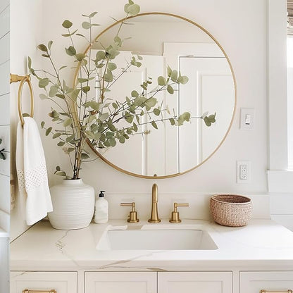 Circle Mirror 26 inch, Round Wall Mirror, Gold Brushed Metal Frame | High Definition Mirror, Rust-resistant, Easy Installation, Suitable for Bedroom, Entryway, Living Room, Hallway, Wall Décor