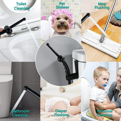 BARROCK Advanced Handheld Bidet Sprayer Set for Toilet, Bathroom Ergonomic Jet Bidet Spray Attachment Kit for Muslim Shower, Feminine Hygiene, Bathing Pets and Washing Baby Cloth Diaper, Matte Black