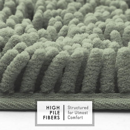 Hearth & Harbor Bathroom Rugs, Chenille Bath Mat - Machine Washable Bath Mats for Bathroom Non-Slip Backing Rubber, Quick Dry Bathroom Mat