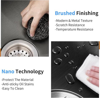 Black Kitchen And Bar Sink, 25x22 Inch Stainless Steel Drop In Kitchen Sink Modern Single Bowl Topmount Bar Sink Combo-Silicon Mat,Drain Strainer Set Compatibility With Various Kitchen & Bar Style