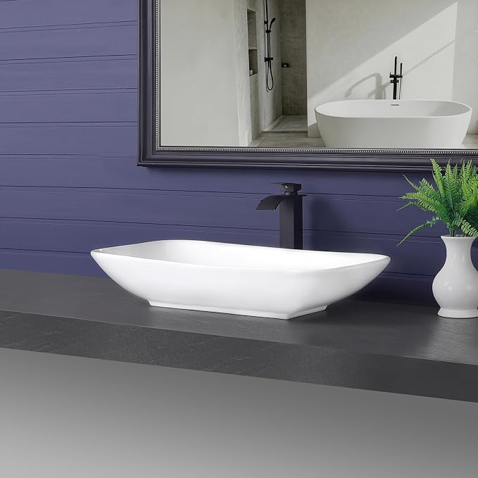 Vessel Sink 28"x16" Rectangular Bathroom Sink Modern White Porcelain Ceramic Above Counter Vanity Sink for Bathrooms Art Basin