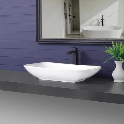 Vessel Sink 28"x16" Rectangular Bathroom Sink Modern White Porcelain Ceramic Above Counter Vanity Sink for Bathrooms Art Basin