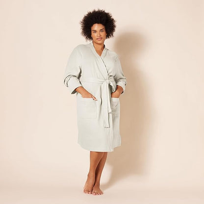 Amazon Essentials Women's Lightweight Cotton Waffle Mid-Length Bathrobe (Available in Plus Size)