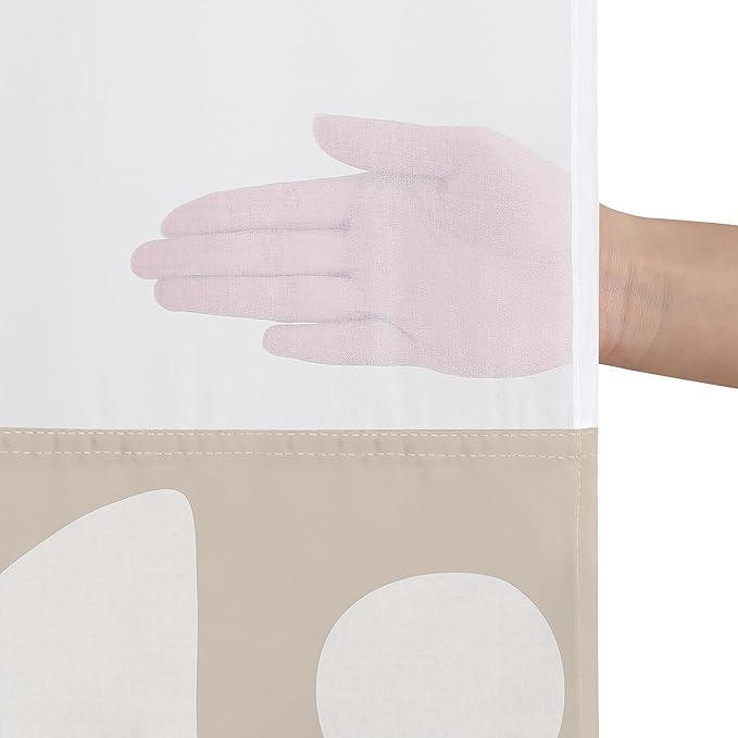 Americanflat 72x75 Hookless Shower Curtain - Water-Resistant Modern Shower Curtain with Sheer Panel, Snap-in Liner, and Durable Grommets - 100% Polyester - Warm Beige and Ivory