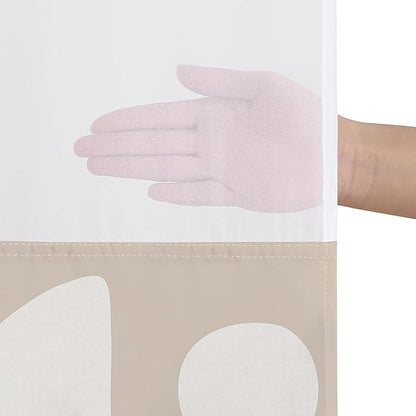 Americanflat 72x75 Hookless Shower Curtain - Water-Resistant Modern Shower Curtain with Sheer Panel, Snap-in Liner, and Durable Grommets - 100% Polyester - Warm Beige and Ivory