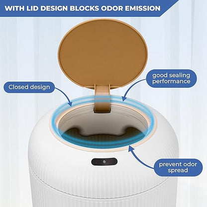 Pukomc 2 Pack Automatic Trash Can 12L /3 Gallon and 10L /2.64 Gallon | Bathroom Trash Bin with Lid Touchless Small Smart Motion Sensor Garbage Cans for Kitchen, Bathroom,Living Room and Bedroom