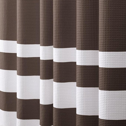 Brown Cotton Shower Curtain Cotton Waffle Stripe Shower Curtains for Bathroom 72"x72"