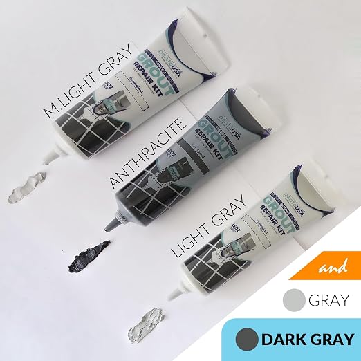 Premixed Tile Grout Repair - Dark Gray 2-Pack (17.6oz/500g) | Acrylic sanded formula, for bathroom shower kitchen tile, water-resistant, 24-hour cure, 58 sq ft, value 2-pack