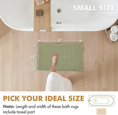 MIULEE Set of 2 Waffle Bathroom Rugs Boho Bath Mat Sage Green 18x30 Inch | Non Slip, Super Absorbent, Washable, Ultra Soft, Rubber Backed Bath Rugs for Bathroom Floor Tub Shower