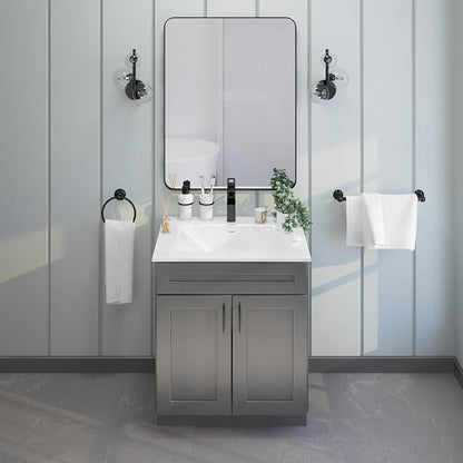 Bathroom Vanity Sink Base Ready-to-Assemble Bathroom Cabinet 24"/30'/36" Width (Vanity Base in Grey Shaker, 30 inch)