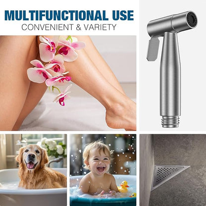 FREDI Bidet Sprayer for Toilet - Handheld Sprayer Kit, Adjustable Pressure, Stainless Steel, Easy to Install (2-Pack, Brushed Nickel)