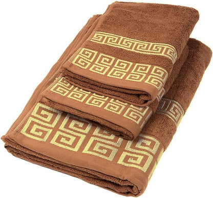 Highly Absorbent Embroidered Bath Towel Set of 3, 100% Cotton Bath Towels
