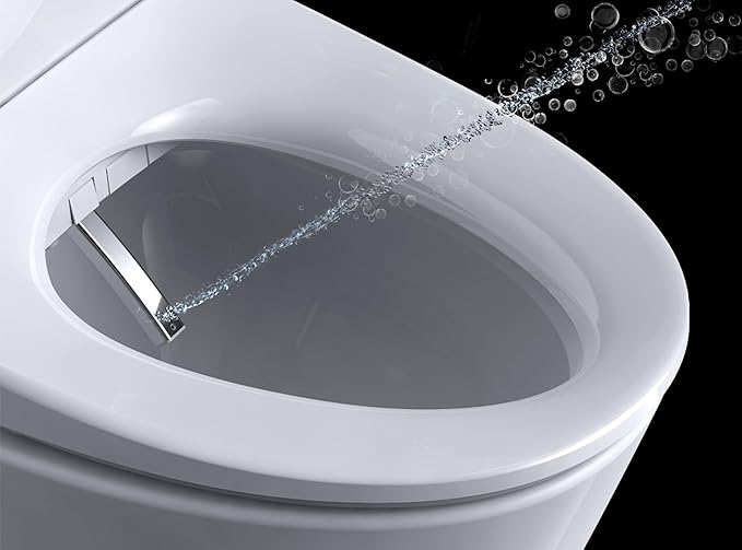 R&T Electric Bidet Seat for Small Round Toilet, Adjustable Warm Water, Air Dryer, Heated Seat, Night Light, Deodorization V305-2