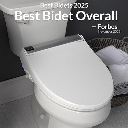 Bio Bidet BB2000 Electric Bidet Toilet Seat, Warm Water with Air Dryer, Heated Seat with Sensor and Slow Close Lid, Night Light, Remote Control, Round, White