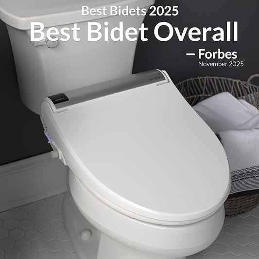 Bio Bidet BB2000 Electric Bidet Toilet Seat, Warm Water with Air Dryer, Heated Seat with Sensor and Slow Close Lid, Night Light, Remote Control, Round, White
