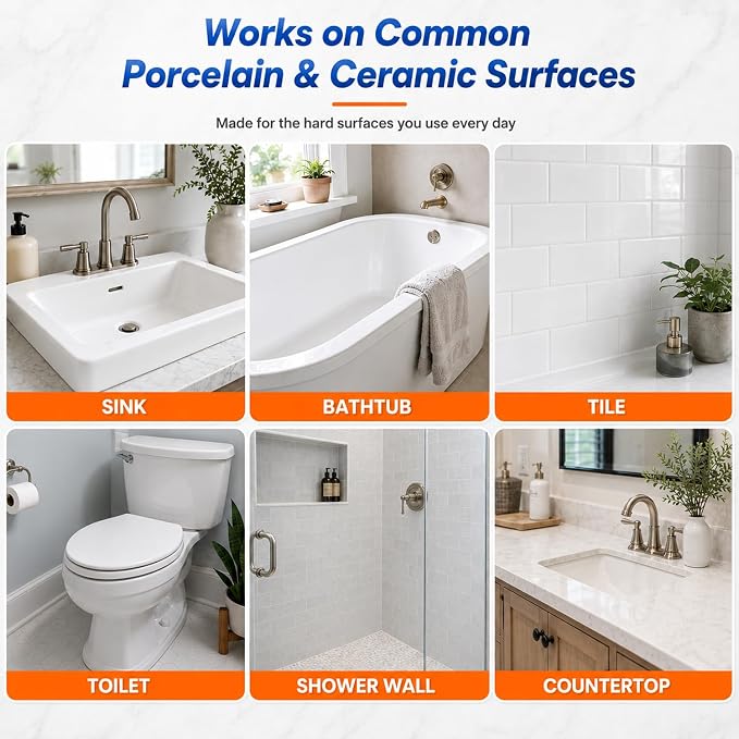 Porcelain Repair Kit White, High-Gloss Chipped Sink, Tub & Tile Repair Kit | Fix Sinks Chips, Tile Crack, Hole, Super Bond Porcelain Sink Repair Kit & Tile Paste Epoxy Putty, Trim & Repair Kits