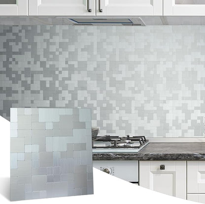 DICOFUN Metal Peel and Stick Tile Backsplash, Stainless Steel Kitchen Metal Backsplash Tile, Stick on Backsplash for Kitchen (1)