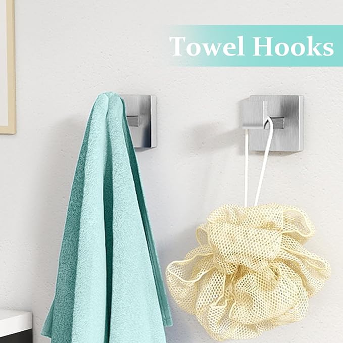 FEILERN 20-Piece Bathroom Hardware Set Brushed Nickel 24 Inch Towel Bar Set | Towel Bar, Towel Racks for Bathroom, Towel Hooks, Toilet Paper Holder, Square Towel Ring, Stainless Steel Wall Mounted