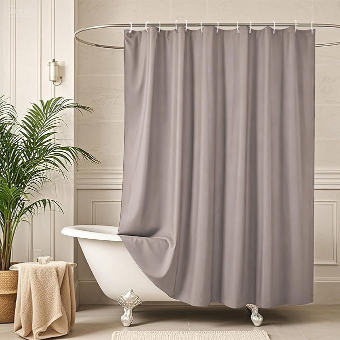AooHome Shower Curtain Liner, Fabric Bathroom Curtain with Hooks for Hotel, Weighted Hem, Water Repellent, Chocolate, 72 x 75 Inch