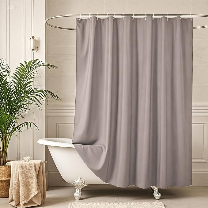 AooHome Stall Size 36x72 Inch Shower Curtain Liner, Half Size Solid Shower Curtain with Hooks, Weighted Hem, Waterproof, Chocolate