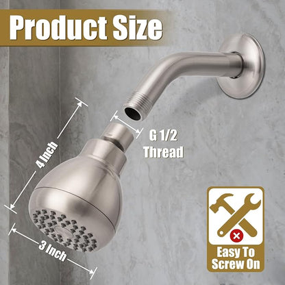 AISOSO High Pressure Shower Heads, Showerheads 3 Inches with 360 Rotation and Silicone Nozzles for Strong Spray Relaxing and Comfortable Shower, Brushed Nickel