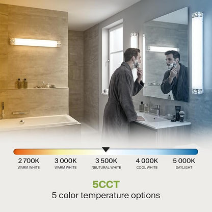 ASD 36 Inch LED Bathroom Vanity Light, 5CCT 2700K-5000K 30W, Dimmable Bathroom Light Fixtures, Modern Vanity Lights for Bathroom Lighting Fixtures Over Mirror, Wall Light Bar, Brushed Nickel, ETL, 2P