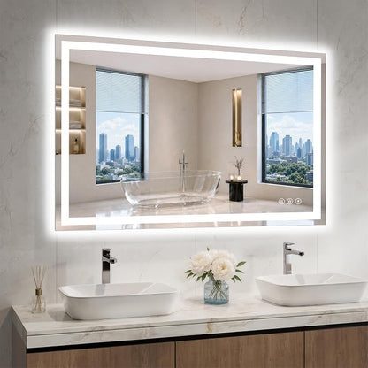 28"x48" LED Bathroom Mirror with Lights, Anti-Fog, Backlit+Frontlit | CRI 95, Stepless Dimmable, 3 Colors Lighting, Shatterproof Tempered Glass, HD Reflection, Memory, (Horizontal/Vertical)