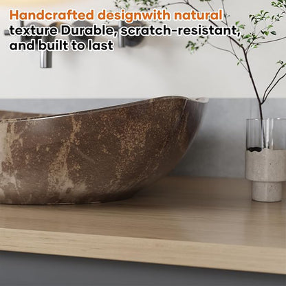 Bathroom Vessel Sink, 22"X16" Boat Shape Bathroom Sinks Above Counter, White Porcelain Ceramic Modern Vanity Sink Art Basin