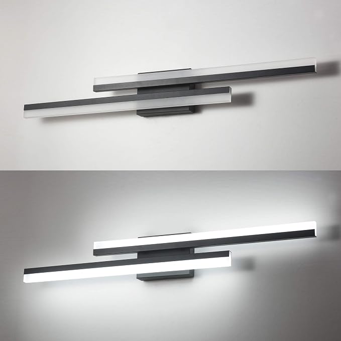 PRESDE 32 Inch LED Vanity Light Bar, Modern Black Bathroom Lighting Fixture Over Mirror